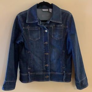 Chico’s platinum denim jacket, size 0